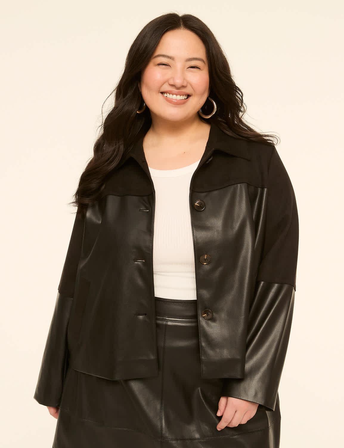 faux-leather & suede jacket