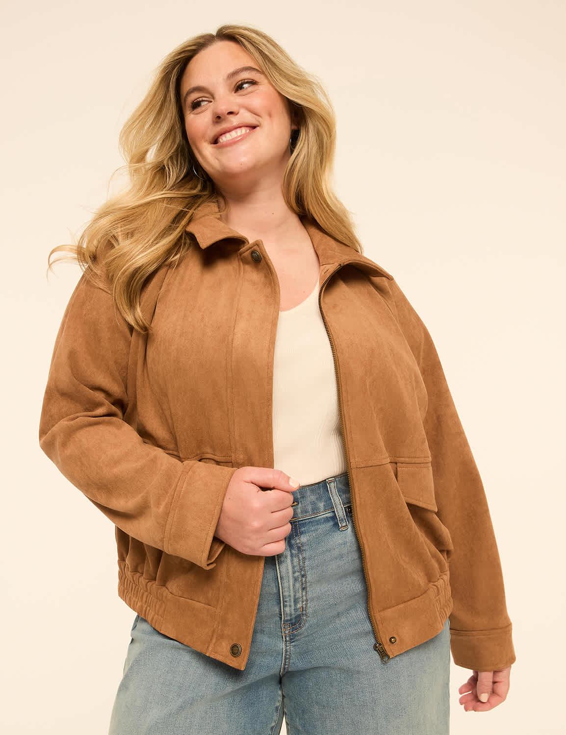 faux-suede collared jacket