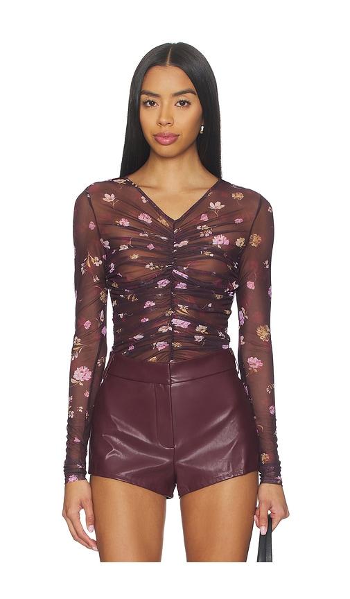 favorite daughter mesh party top in burgundy. - size s (also in xs)
