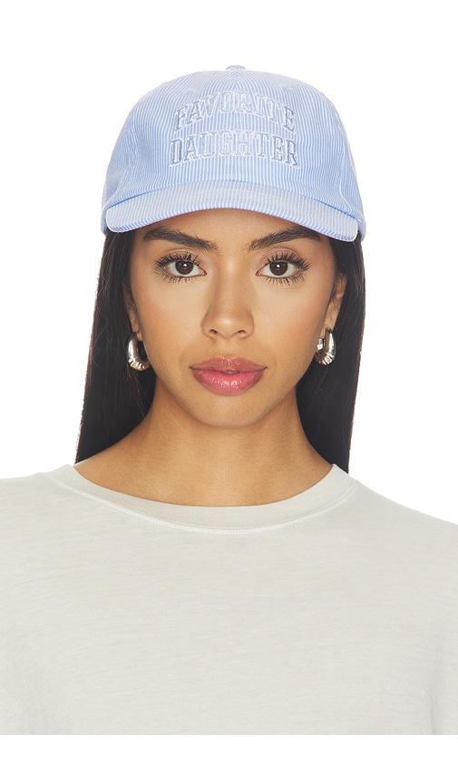 favorite daughter stripe logo baseball cap in blue.