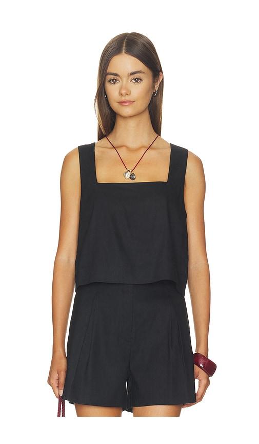 favorite daughter the linen abby top in black. - size l (also in m, s, xs)