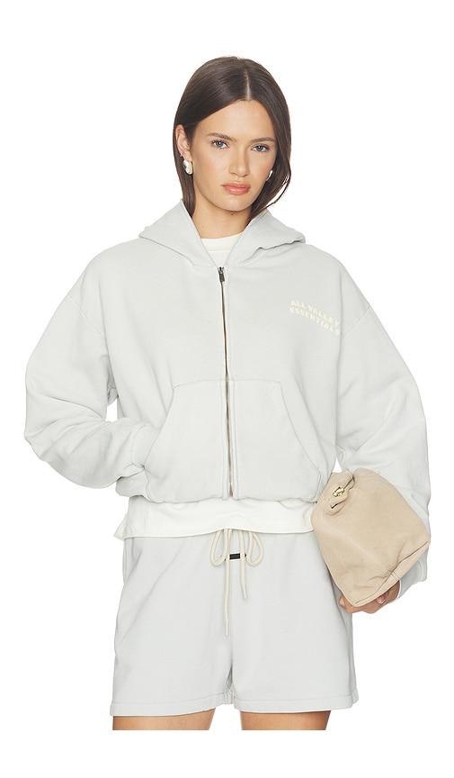 fear of god essentials 90's full zip hoodie in baby blue. - size l (also in xs, s, m)