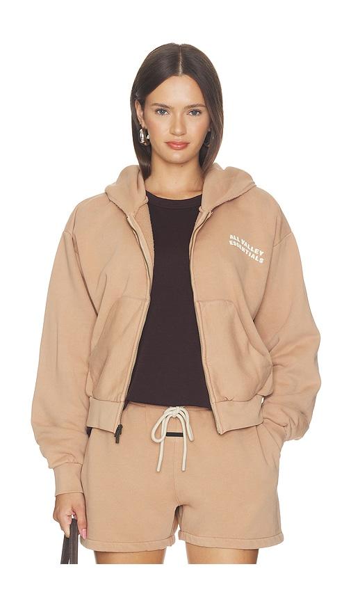 fear of god essentials 90's full zip hoodie in nude. - size l (also in xs, s, m)