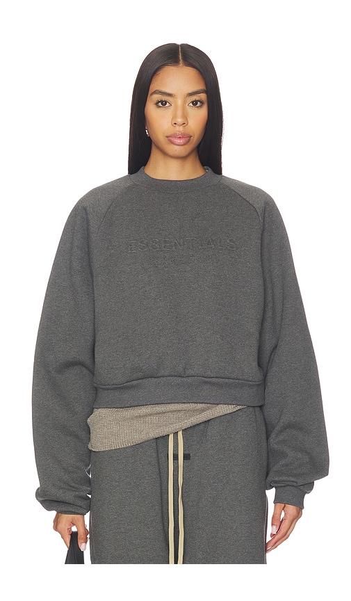 fear of god essentials 90's raglan sweatshirt in charcoal. - size l (also in xs, s, m, xxs)