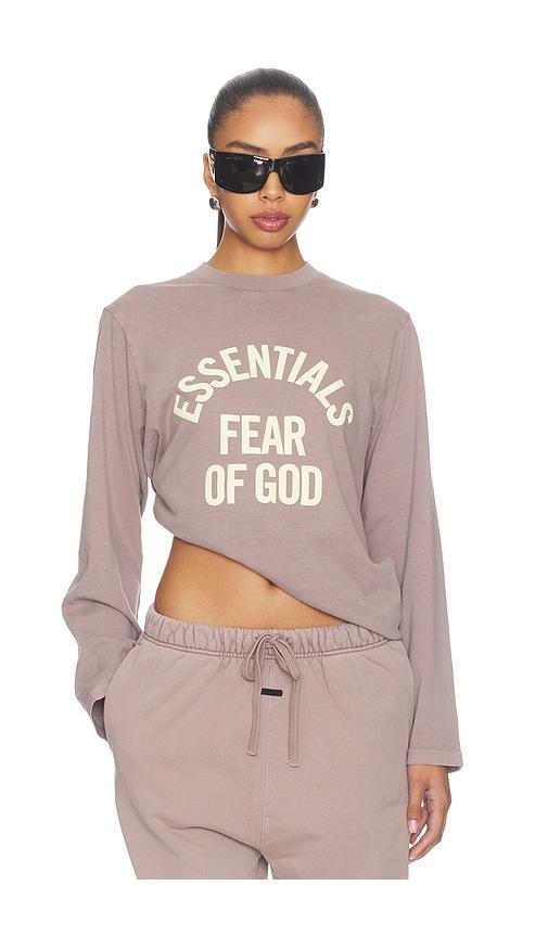 fear of god essentials campus classic long sleeve tee in mauve. - size m (also in s, xs)