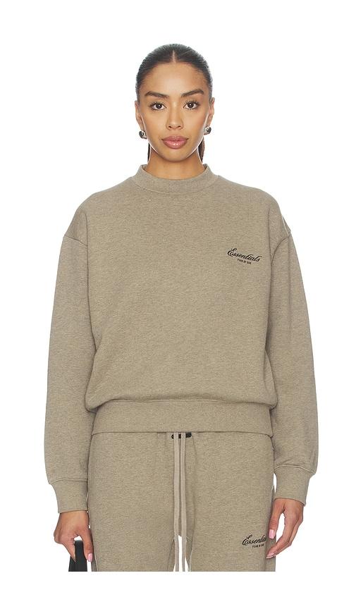 fear of god essentials classic crewneck sweatshirt in taupe. - size l (also in xs, s, m)
