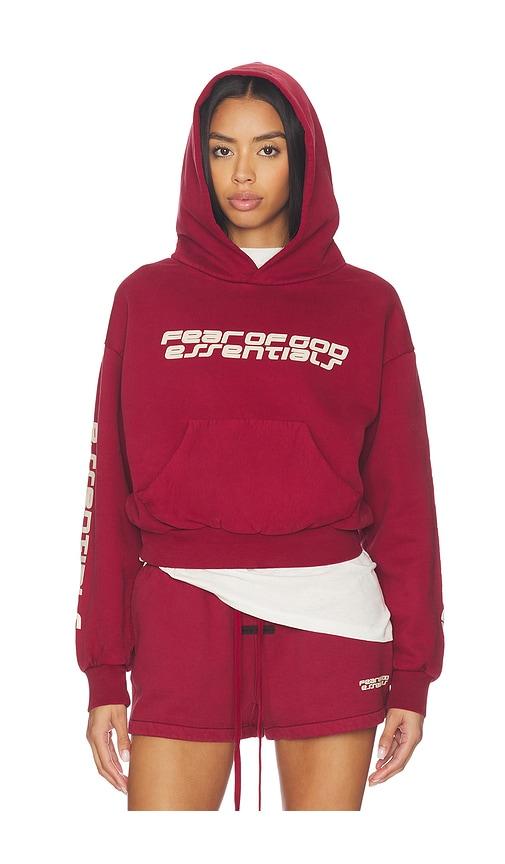 fear of god essentials classic hoodie in red. - size s (also in xs)