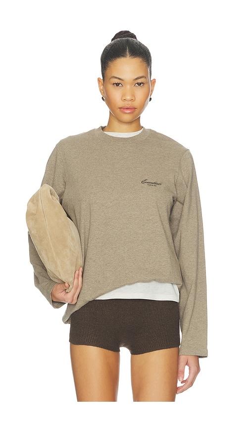 fear of god essentials classic long sleeve tee in taupe. - size l (also in m, s, xs)
