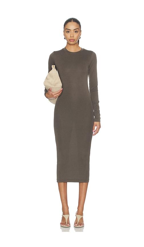fear of god essentials fitted long sleeve dress in brown. - size m (also in xs, s, xl)