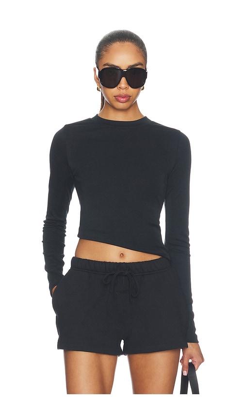 fear of god essentials fitted longsleeve tee in black. - size l (also in m, s, xl, xs)