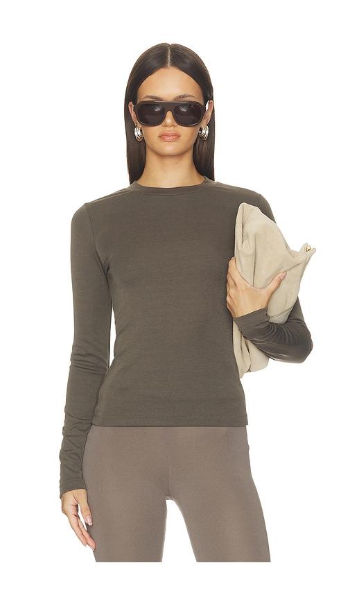 fear of god essentials fitted longsleeve tee in brown. - size l (also in xs, s, m)
