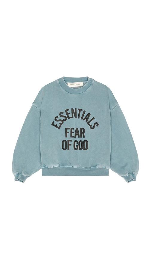 fear of god essentials kids campus 90's crewneck sweatshirt in blue. - size 2/3 (also in 4/5, 6/7)