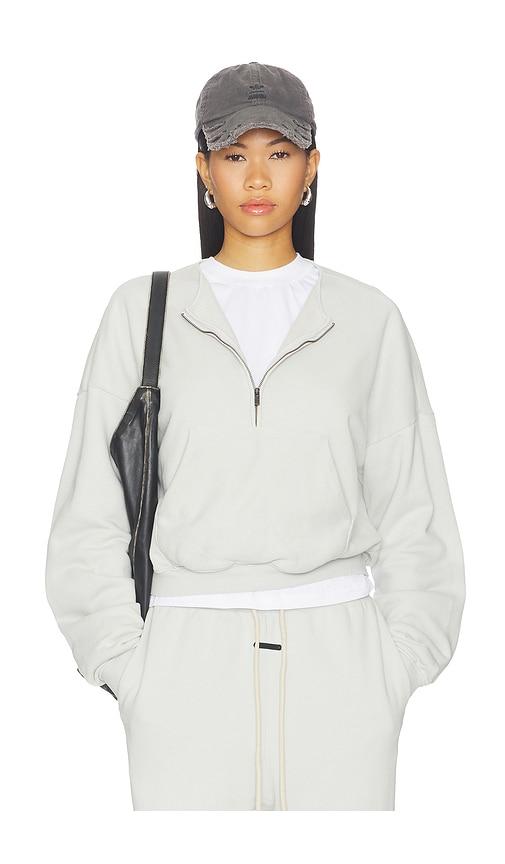 fear of god essentials relaxed half zip sweater in baby blue. - size l (also in m, s, xs)