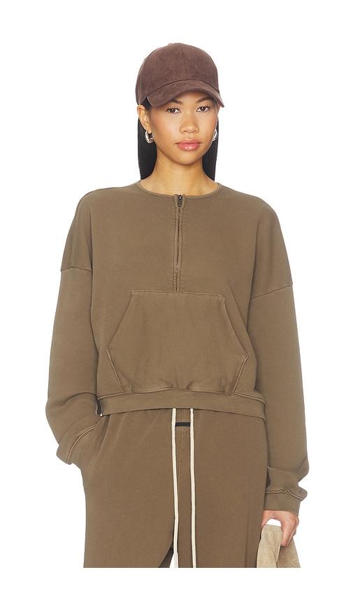 fear of god essentials relaxed half zip sweater in green. - size l (also in m, s, xs)