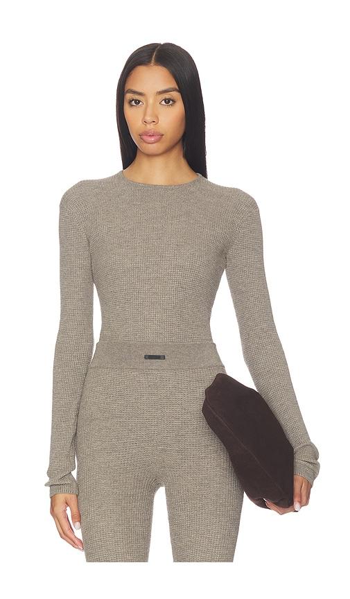 fear of god essentials waffle long sleeve top in grey. - size l (also in xs, s, m)