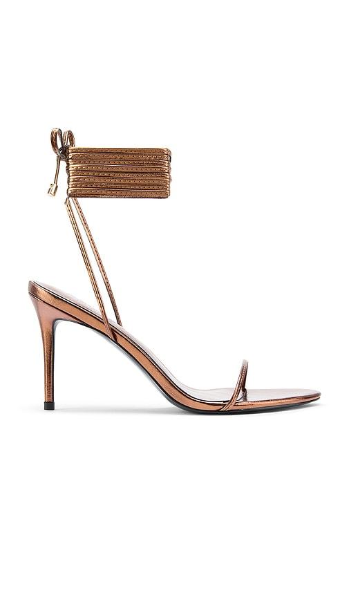 femme la 3.0 barely there lace up heel in metallic bronze, brown. - size 7 (also in 8)