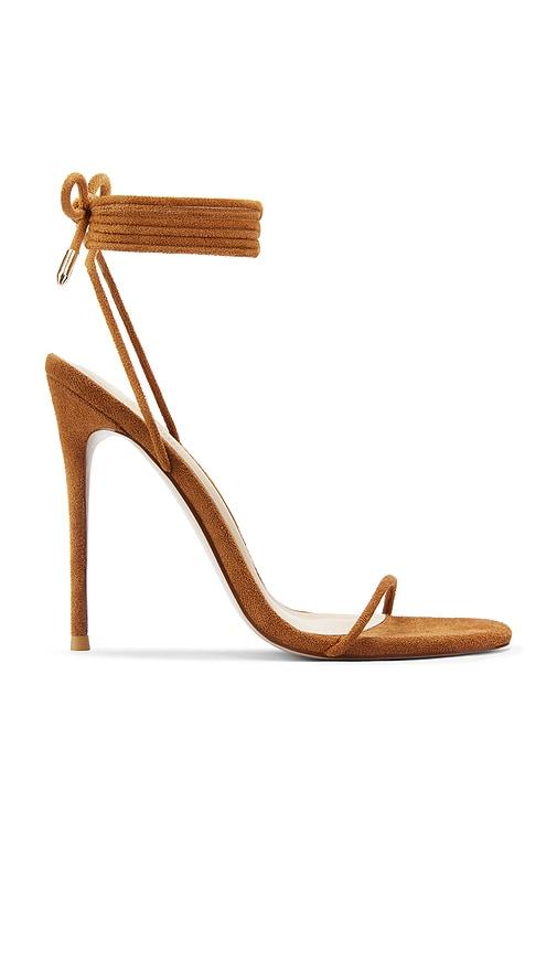 femme la barely there suede lace up heel in rust. - size 6 (also in 7)