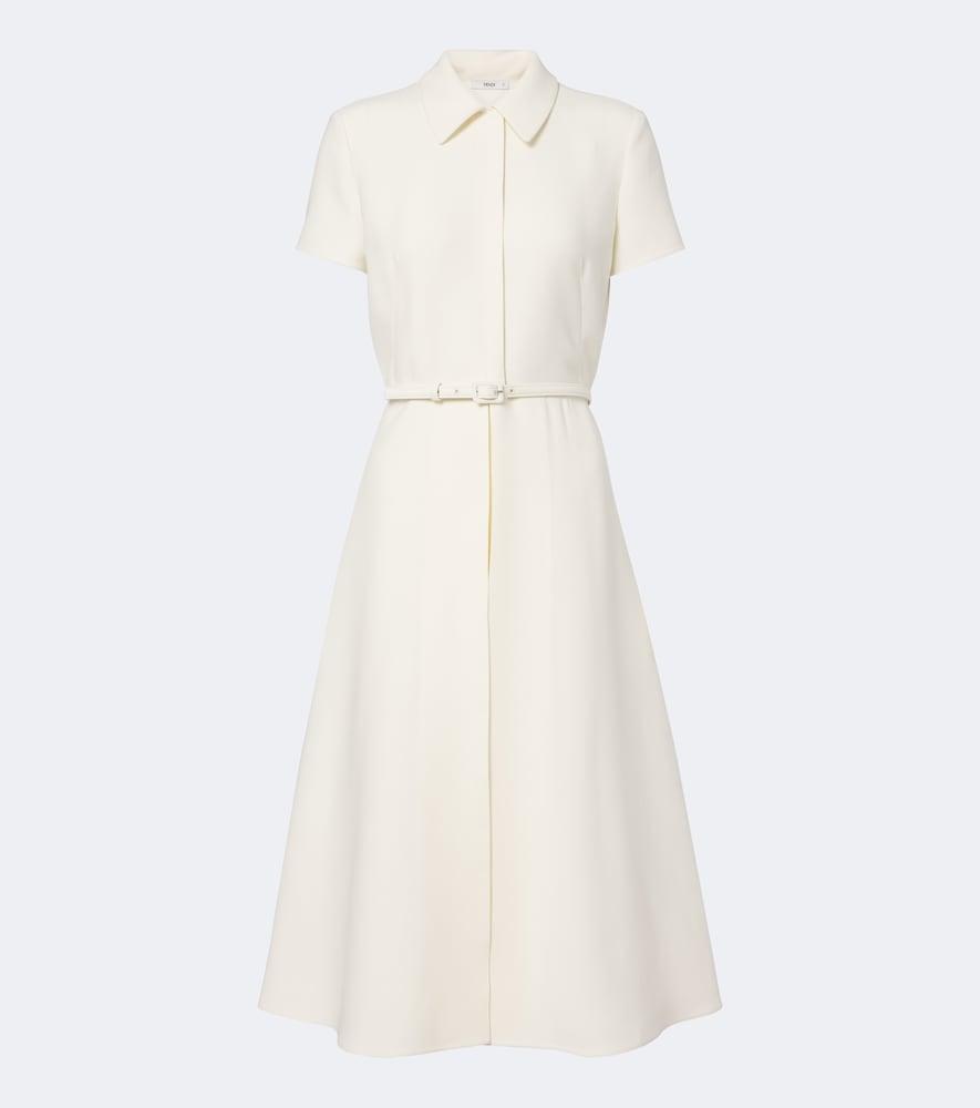 fendi belted wool and silk midi dress