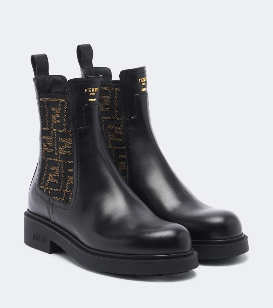 fendi commando ff zucca leather chelsea boots