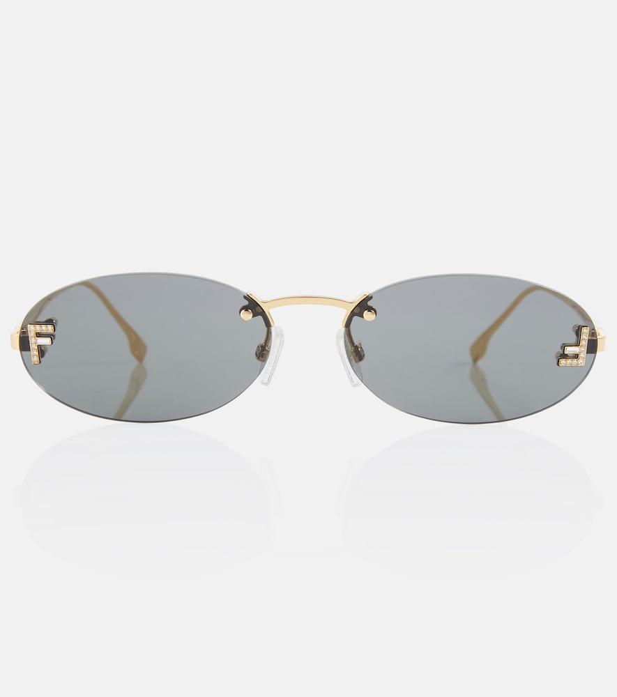 fendi fendi first crystal oval sunglasses