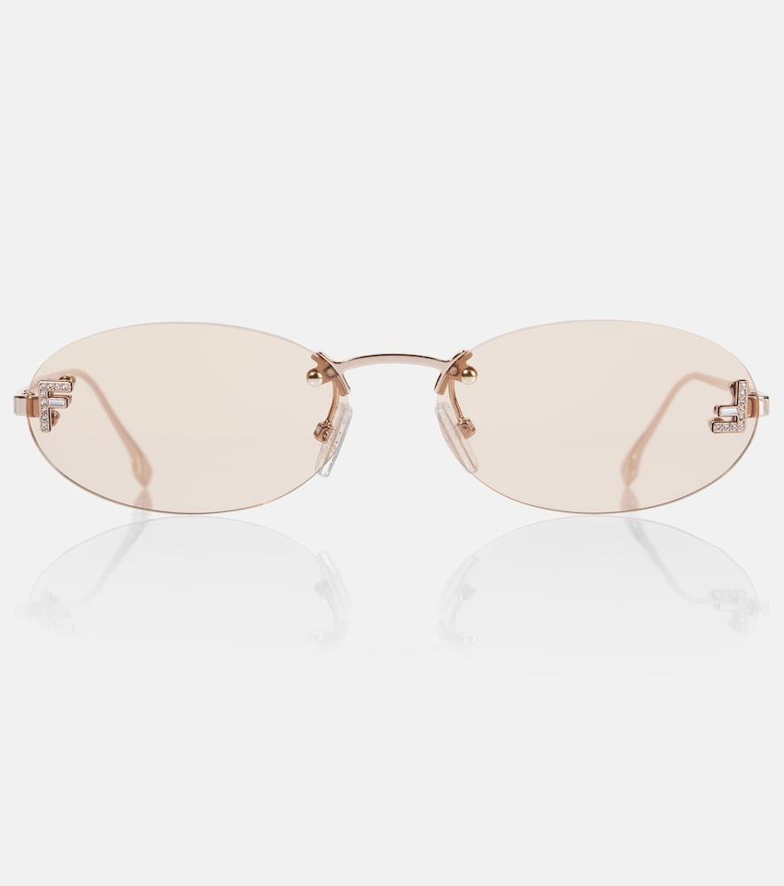 fendi fendi first crystal oval sunglasses