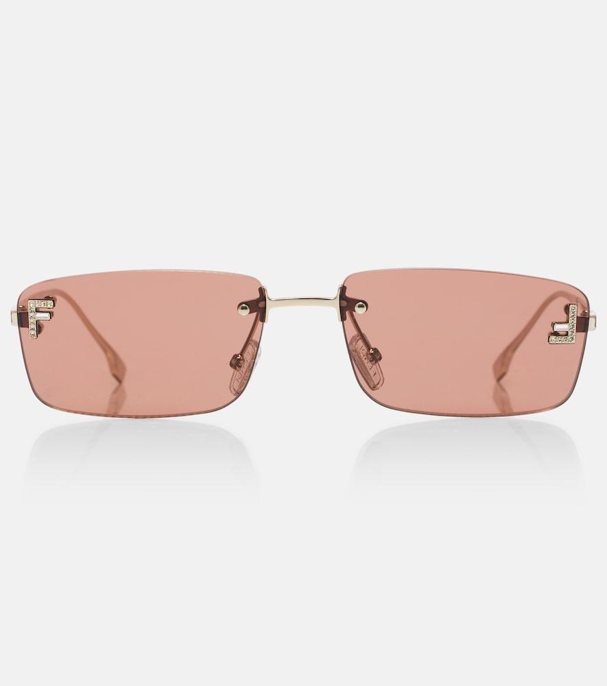 fendi fendi first crystal rectangular sunglasses