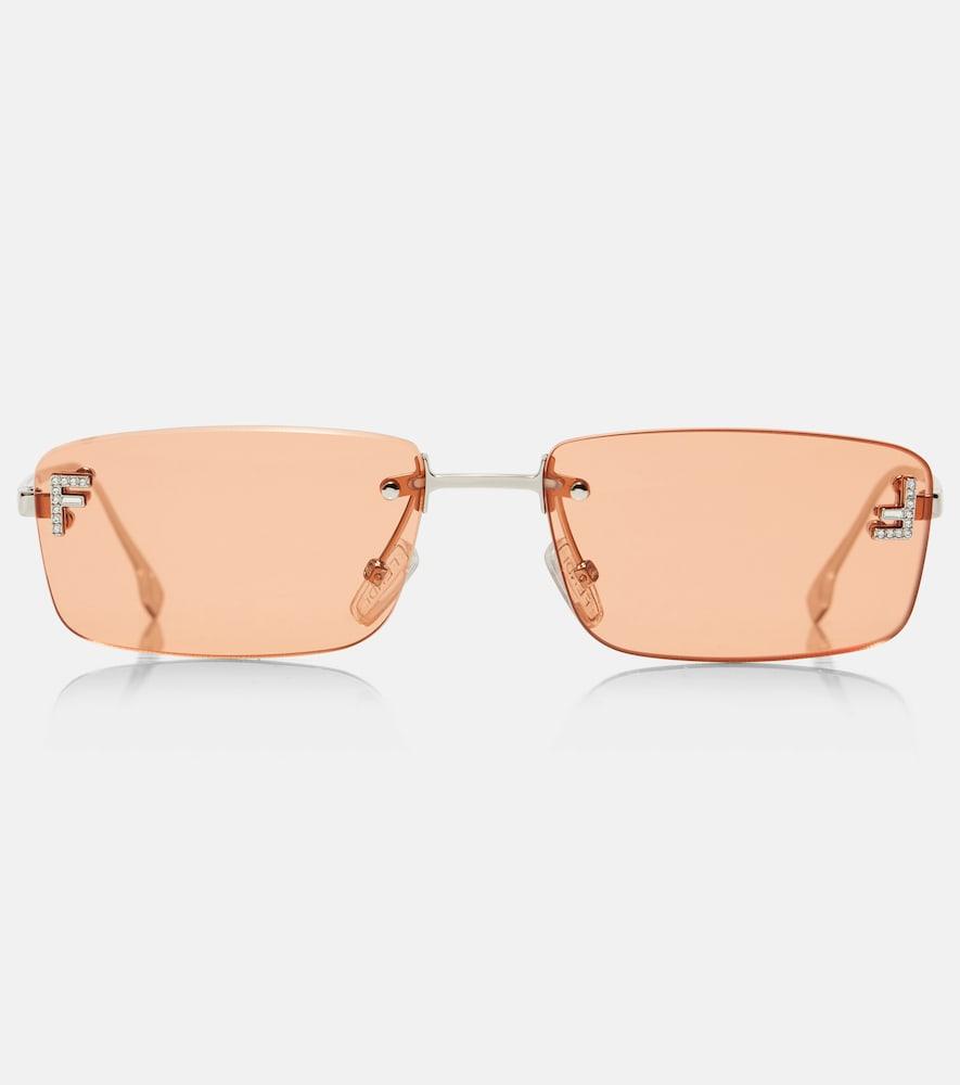 fendi fendi first crystal rectangular sunglasses