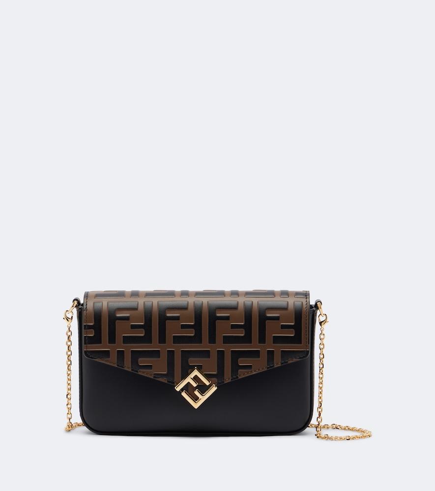 fendi ff diamonds leather wallet on chain