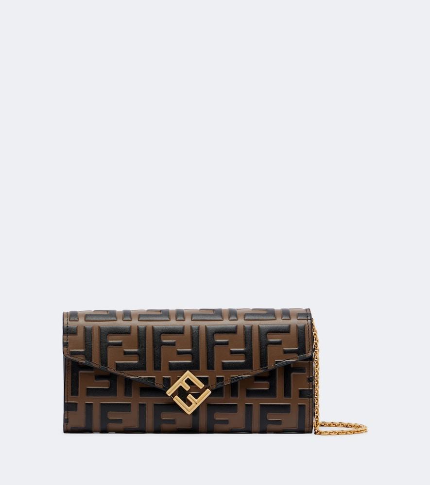 fendi ff diamonds leather wallet on chain
