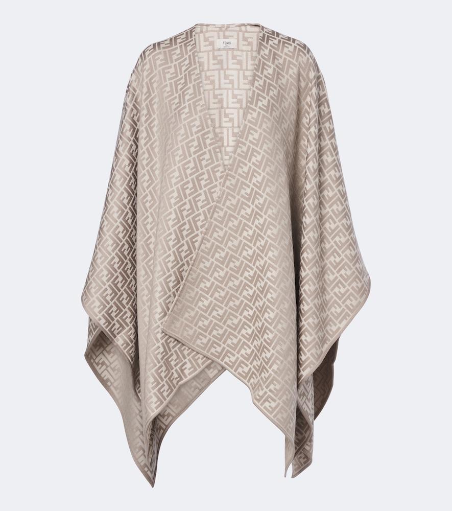 fendi ff wool and silk poncho