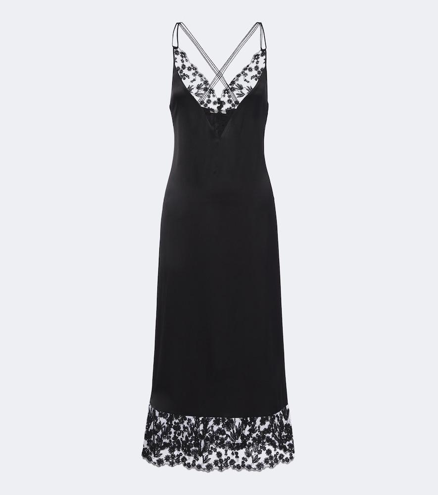 fendi lace-trimmed silk slip dress