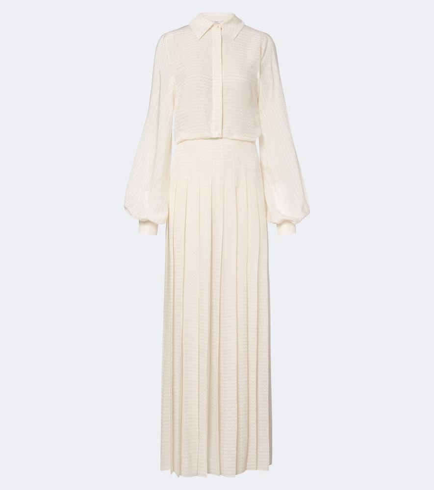 fendi plissé silk crêpe maxi dress