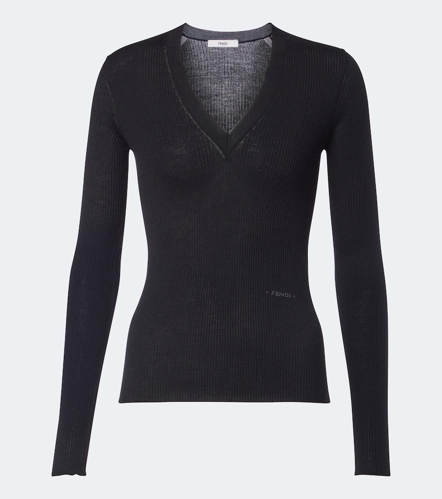 fendi ribbed-knit wool-blend top
