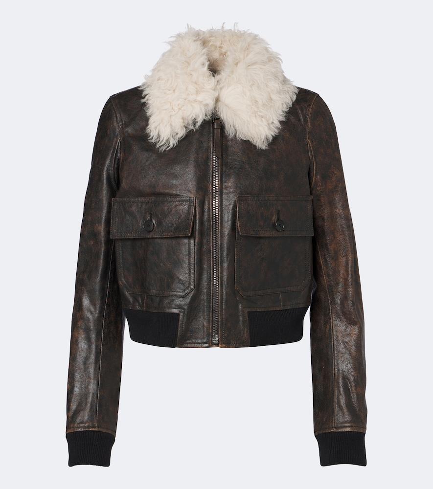 fendi shearling-trimmed leather jacket