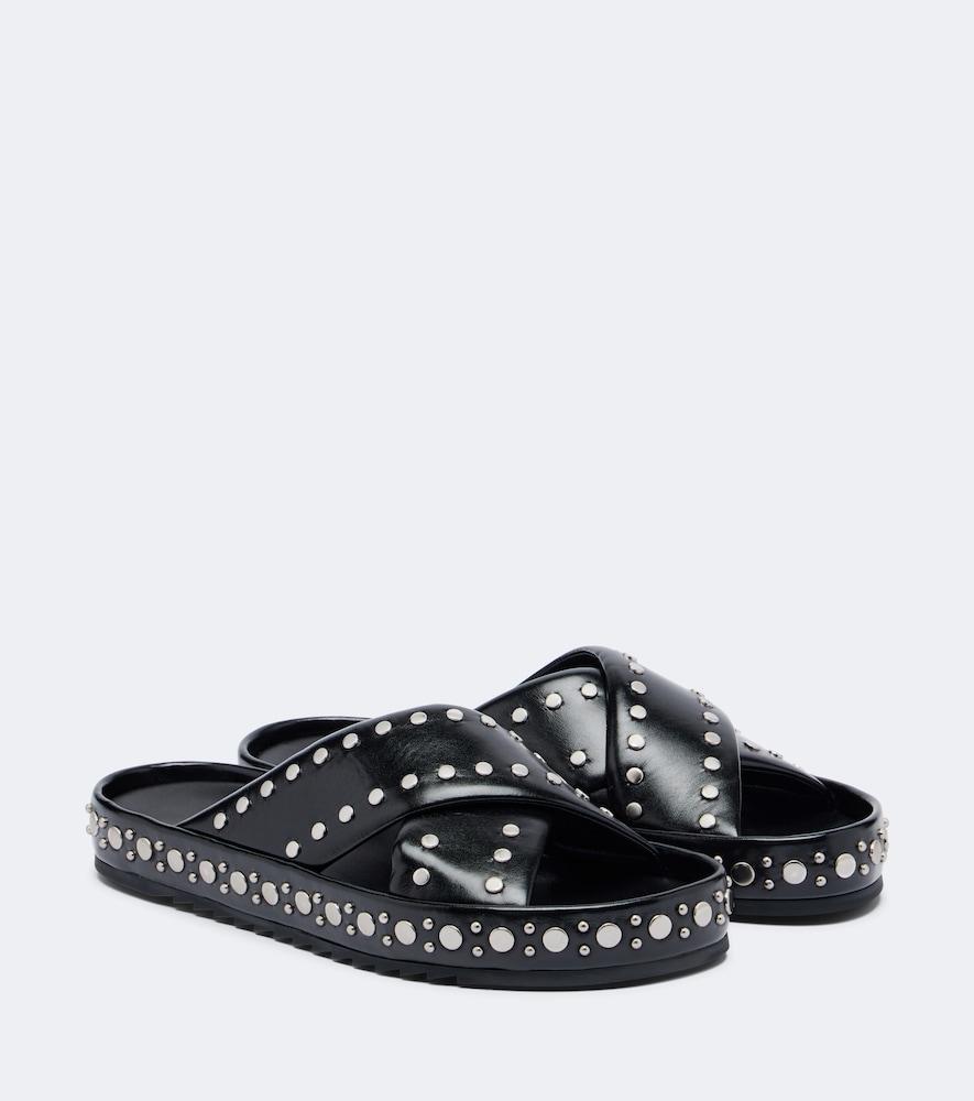 fendi studded leather slides