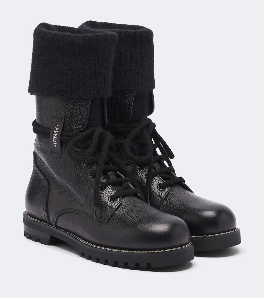 fendi wool-lined leather combat boots