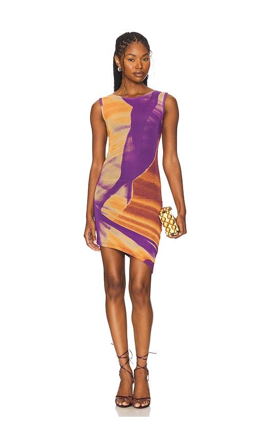 feners caracola dress in rust,purple. - size l (also in xs, m)
