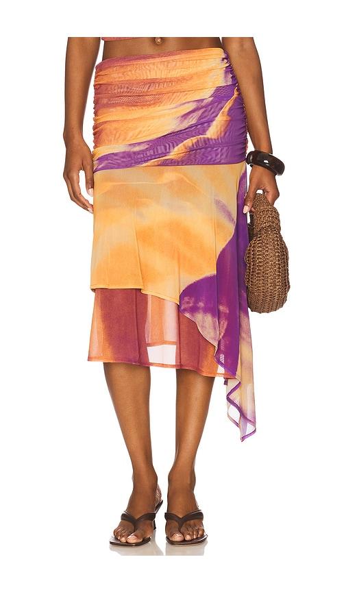 feners festa skirt in rust,purple. - size l (also in xs)