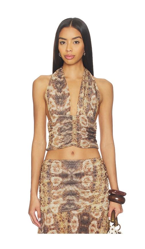 feners festa top in brown,mustard. - size l-xl (also in xs-m)