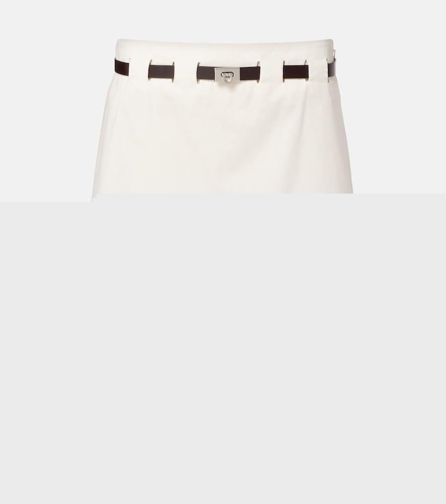 ferragamo belted cotton and silk miniskirt