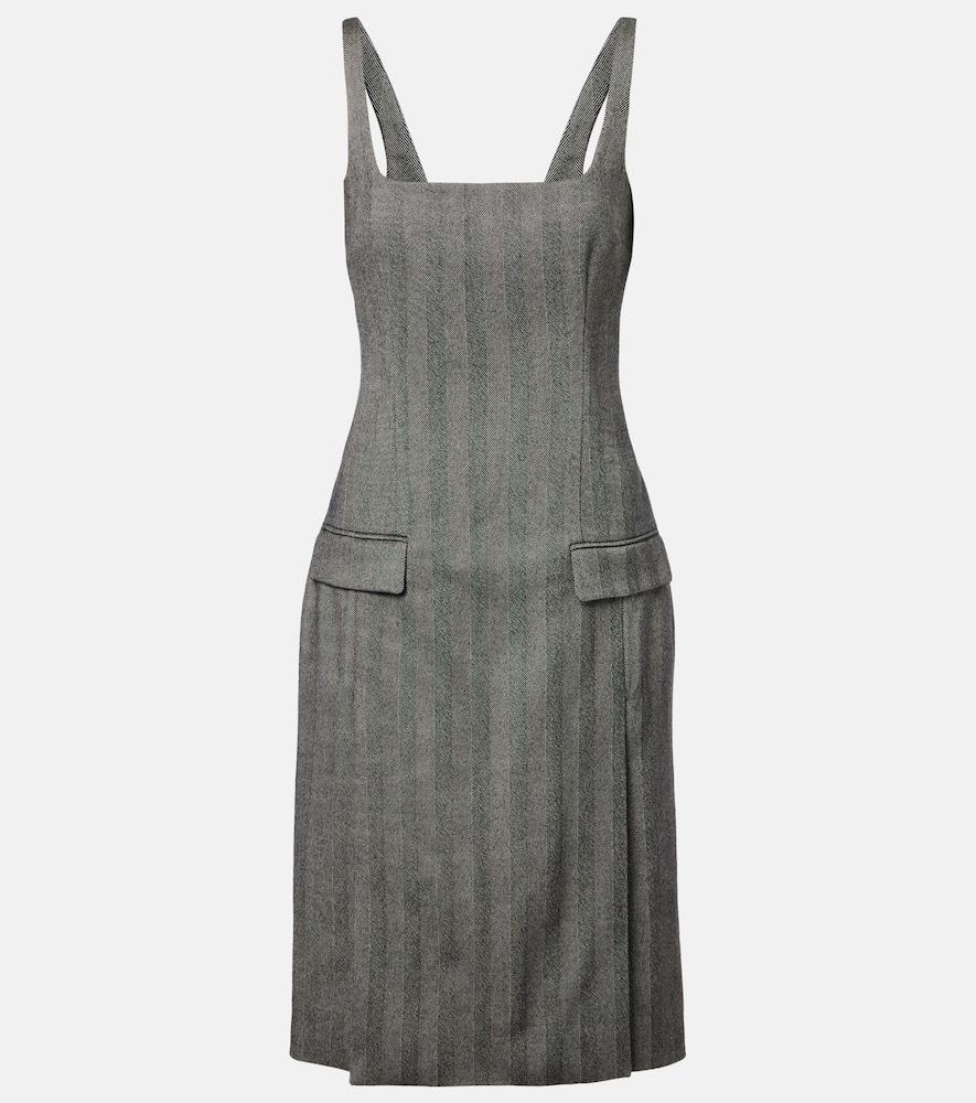 ferragamo chevron wool-blend midi dress