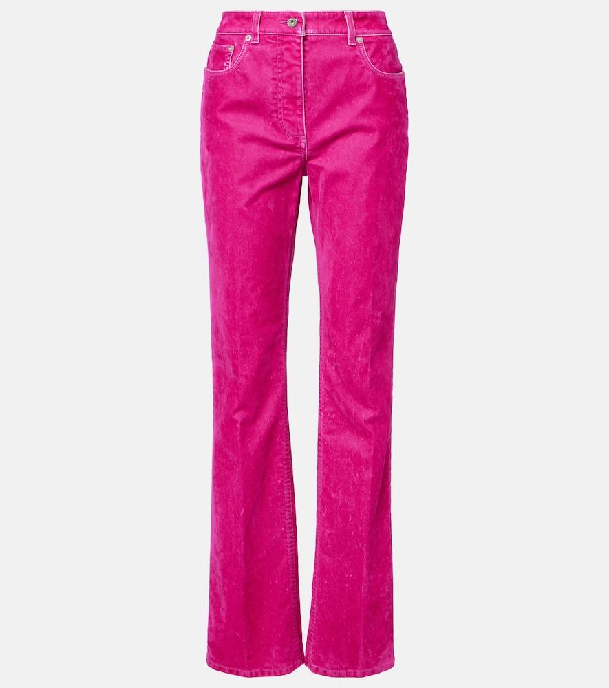 ferragamo cotton-blend drill straight pants