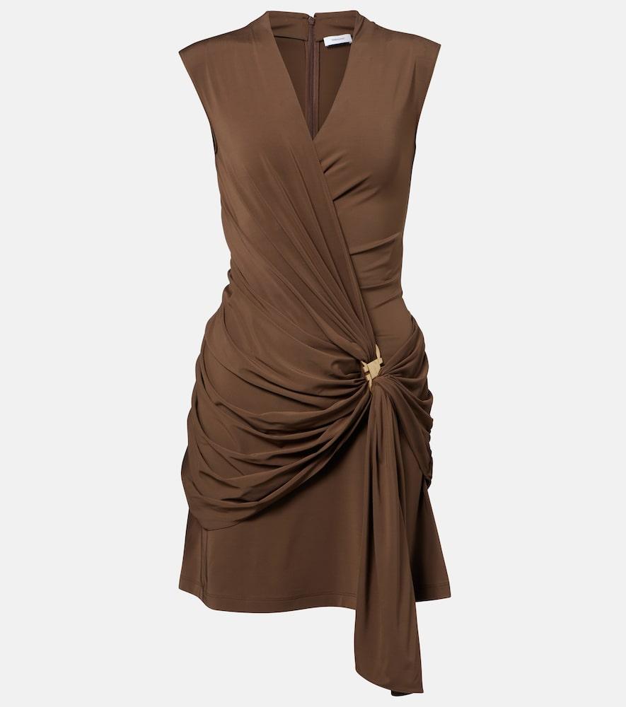ferragamo draped gathered jersey minidress
