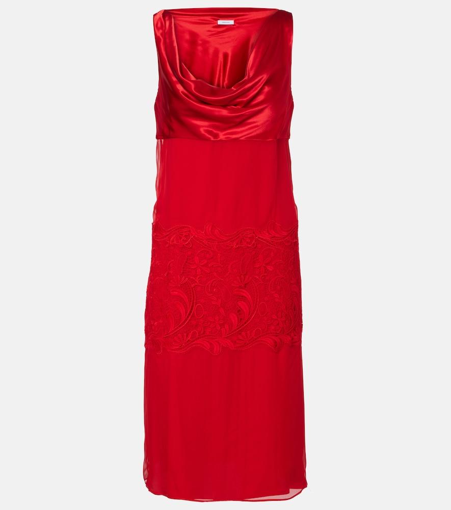 ferragamo draped silk midi dress