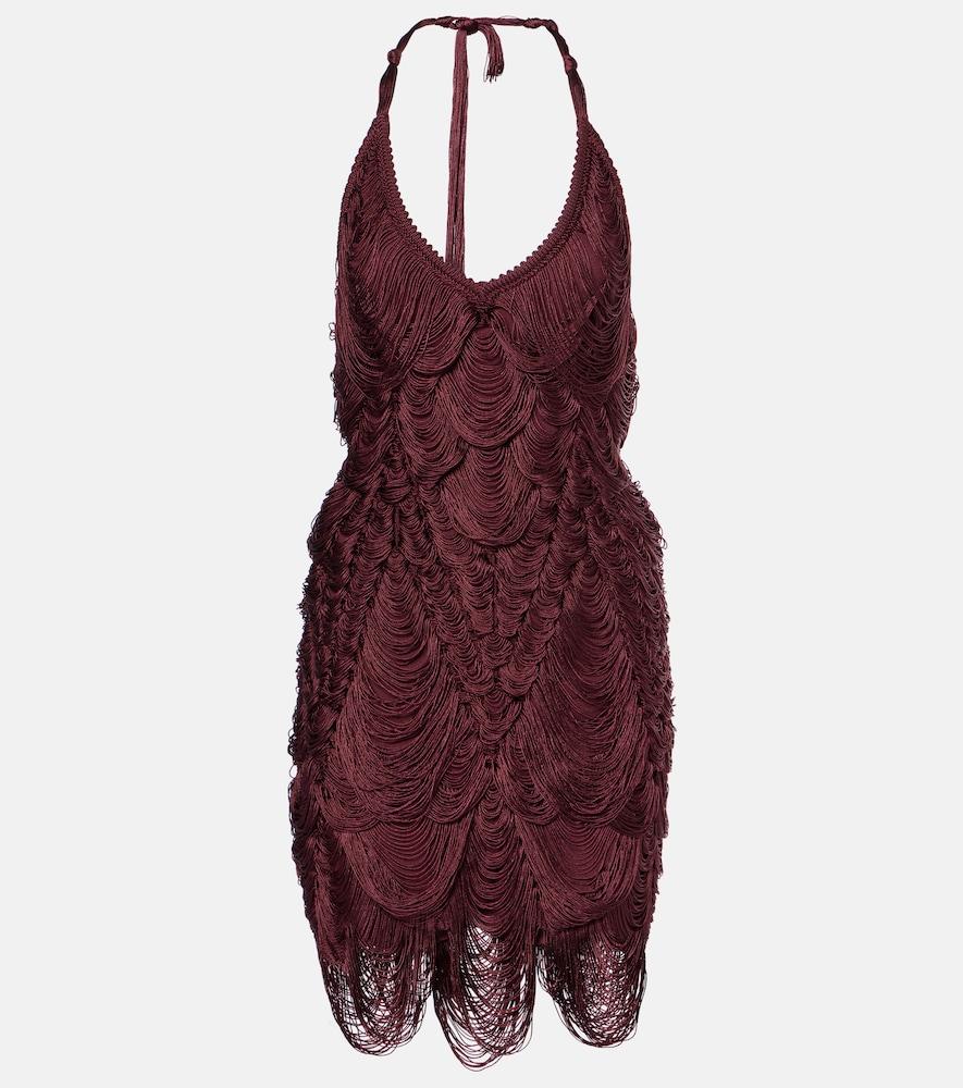 ferragamo halterneck silk-blend minidress