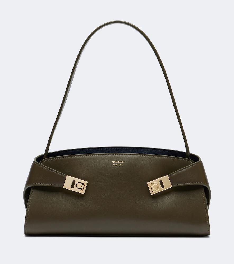 ferragamo hug east-west small leather shoulder bag