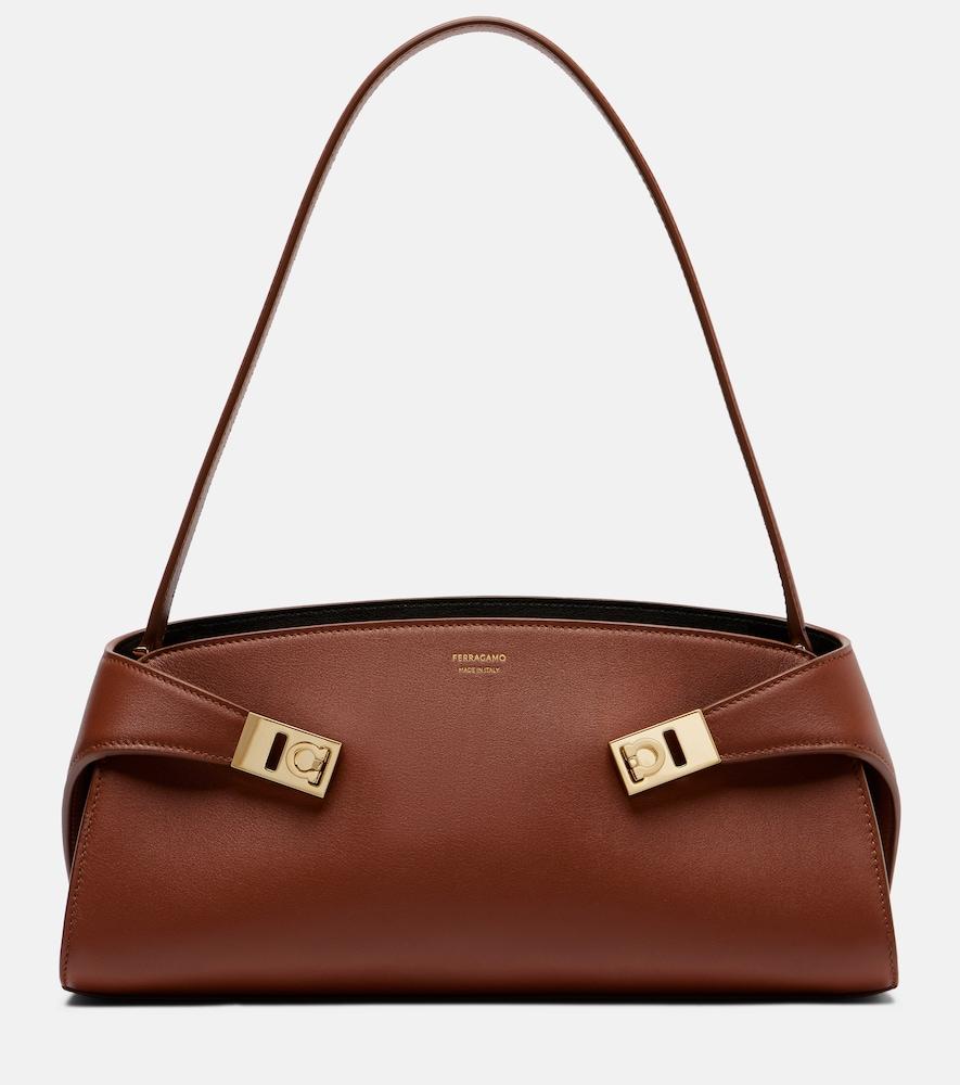 ferragamo hug east-west small leather shoulder bag