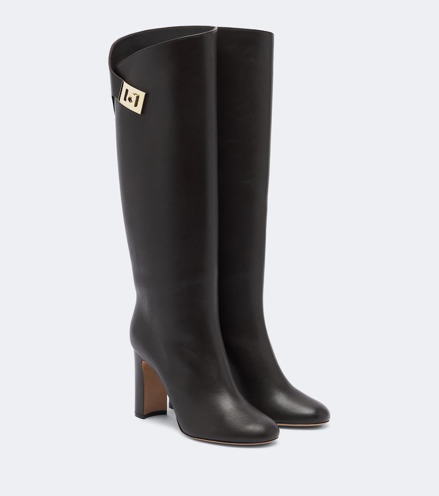 ferragamo leather knee-high boots