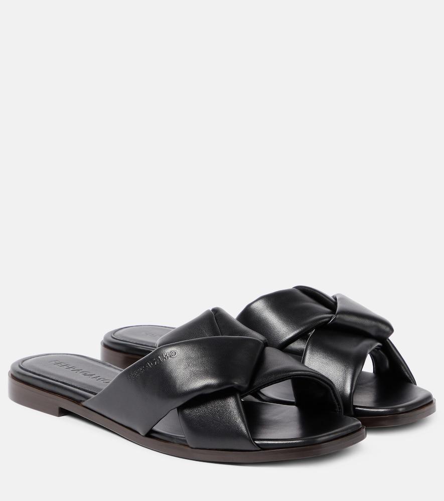 ferragamo leather slides