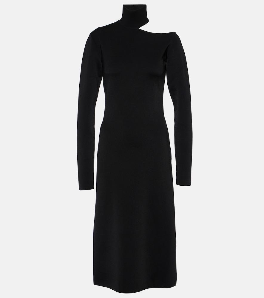 ferragamo mockneck jersey midi dress